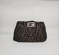Fendi Tobacco Zucca Mia Shoulder Bag Canvas Leather