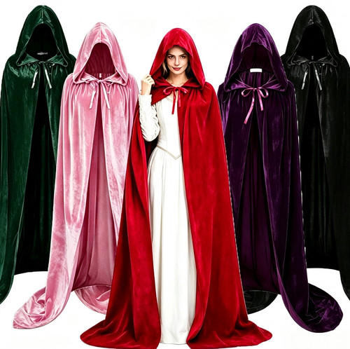 Velvet hooded cloak cape - cloak,