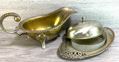 Antique silver plated gravy - antique,