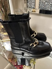 River Island Ladies Ankle Boots Shoes Size UK 3 EUR 36 black leather brand new 