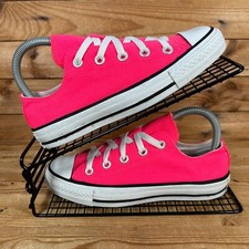 Converse Trainers Womens Sz UK 4 All Star Pink Canvas Double Tongue Casual Shoes