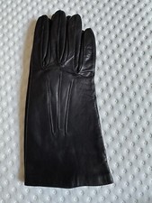 Black Silk Lined Leather Gloves Size 7