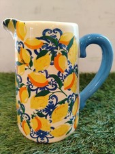 Ceramic Flower Jug Vases 17cm EX Display "Lemon Tree" Blue & Yellow Design