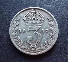 1917 Silver Threepence - King