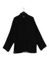 Shanghai Tang Men's Jacket M Black 100% Silk Bomber Jacket