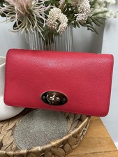  MULBERRY Bayswater red clutch wallet soft grain with gold hardware.