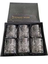 Crystal Whiskey Glasses Set Thomas Webb Engraved Gift Boxed Collectible