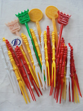 Vintage Cocktail Sticks Drinks Stirrers & Olive Pickle Forks Picks 40+ Kitsch