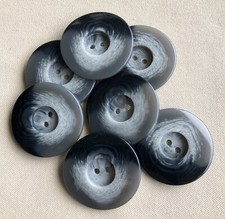 LAST 7 Large 38mm Abstract Black & Grey Coat Buttons, Reversible, 2 Hole, Set