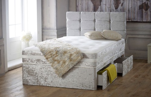 Crushed velvet divan bed with - divan,