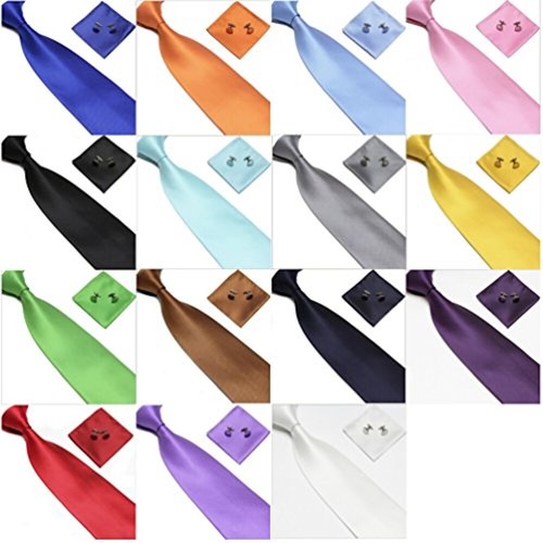 Plain tie cufflink and hanky - tie,