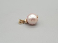 9ct Yellow Gold Pearl Pendant Pale Rose 10mm Round Cultured Pearl 9k 375 Bail