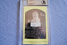 BGS BABE RUTH "25"  SIGNED CUT HANDWRITTEN HOF PLAQUE NY YANKEES BAS BECKETT****