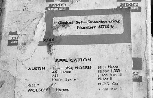 Headgasket fit morris 1000 - to,