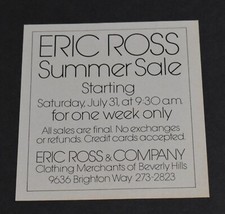 1971 Print Ad Eric Ross Summer