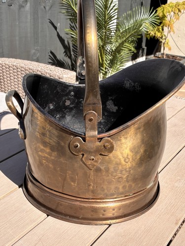 Vintage hammered brass coal - hammered,