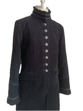 Zara Black Military Coat Size L Long Corduroy Victorian Rare