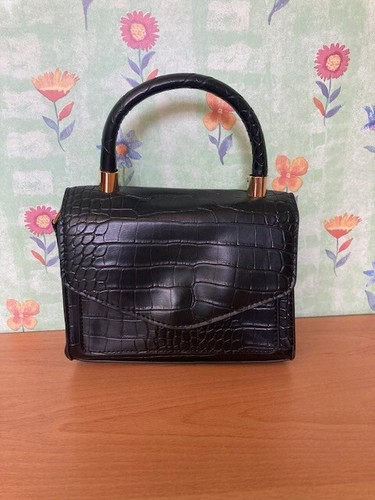 Black crocodile embossed mini - black, crocodile-embossed