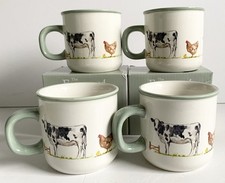 FARM ANIMAL MUGS x 4 HORSE COW