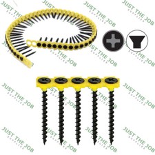Black Bugle Head Drywall COARSE Thread Screws - Collated 1000 Packs - Drylining