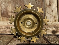 Antique Victorian Original Vintage Brass Salvage Door Bell Handle Gothic 1850