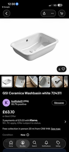 Gsi 600x460mm sit basin - sit-on,