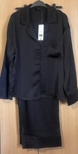 F&F Ladies Black Satin Pyjamas