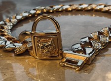 Dog Collar 18k Gold Plated Chain Heavy Bully Dog Bling Collar Luxury Choker  