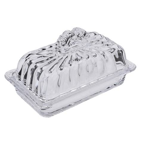 Glass butter dish with lid - with,