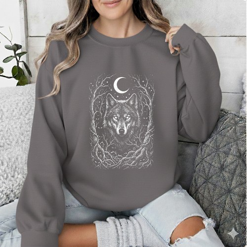 Celestial moon wolf womens - moon,