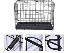 Dog Cage Metal Folding Cat Crate Pet Kennel Travel Puppy Training Carrier & Tray