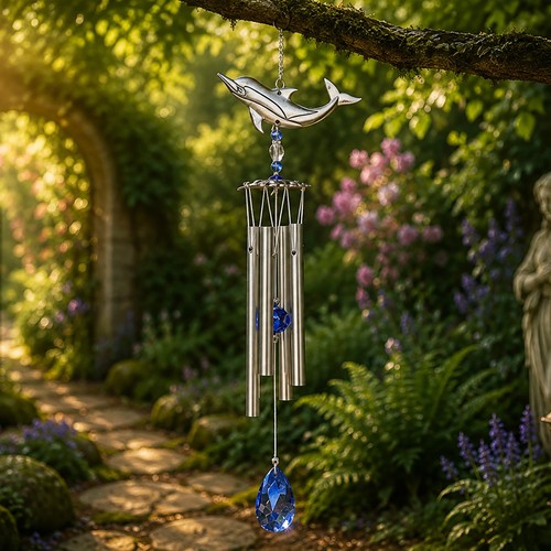 Dolphin wind chime silver - dolphin,