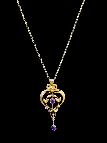 Edwardian 9ct gold amethyst - edwardian,