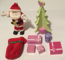 VINTAGE ELC ROSEBUD COTTAGE DOLL HOUSE WOOD CHRISTMAS TREE PRESENTS SANTA & SACK