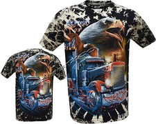 Tie Dye T-Shirt American Bald Eagle & Truck SPIRIT OF WILD Glow in Dark by Wild