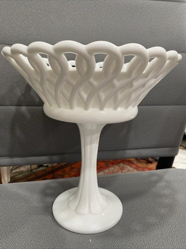 Vintage milk glass pedestal - vintage,