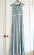 TFNC bridesmaid dress sage green full length ribbon size 10 wedding formal