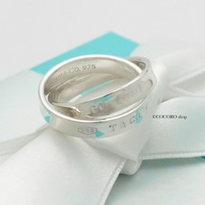 Authentic Tiffany & Co. 1837 Interlocking Circles Double Ring Size 3.75 w/Pouch