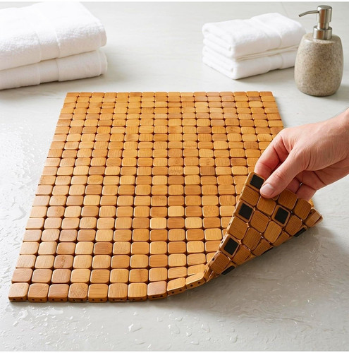 Bamboo floor bath mat 60x40cm - bamboo,