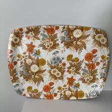Vintage 1970's Large Thetford Tray Floral Orange Pattern, Made in England