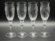 4 BOHEMIAN Needle Etched CHAMPAGNE GLASSES With Swags PALL MALL STYLE