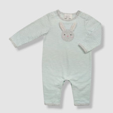 $65 Albetta Baby Girl's Green Striped Bunny Applique Romper Size 6-12M