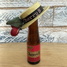 Vintage 'Cherry B' Bottle Topper Hat & EMPTY Cherry B  6.5" Cherry Wine Bottle