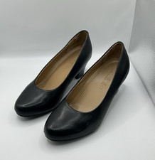 Hotter Angelica Women's Black Leather Slip On Court Shoes - Ladies Size UK 3.5