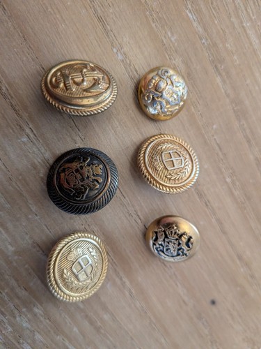 Vintage military brass buttons - brass,