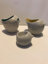 Milk jug, sugar bowl, egg holder by Bliss in the Woods
