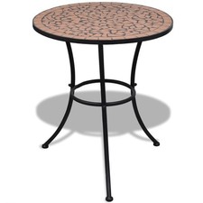 Terracotta Bistro Table 60x60cm Ceramic Top & Iron Frame for Garden/Patio