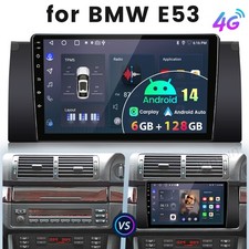 6G+128G 4G For BMW X5 E53 2000-2007 Android 14 Car Stereo Radio GPS Sat Nav DAB+