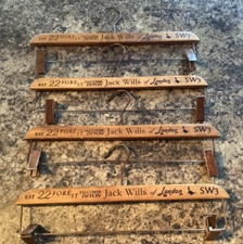 VINTAGE KINGS ROAD CHELSEA SW3 4 WOODEN TROUSER HANGERS AND SALCOMBE DEVON