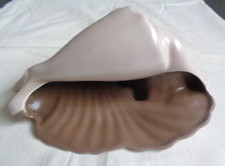 LARGE POOLE POTTERY CONCH SEA SHELL TWINTONE SEPIA MUSHROOM